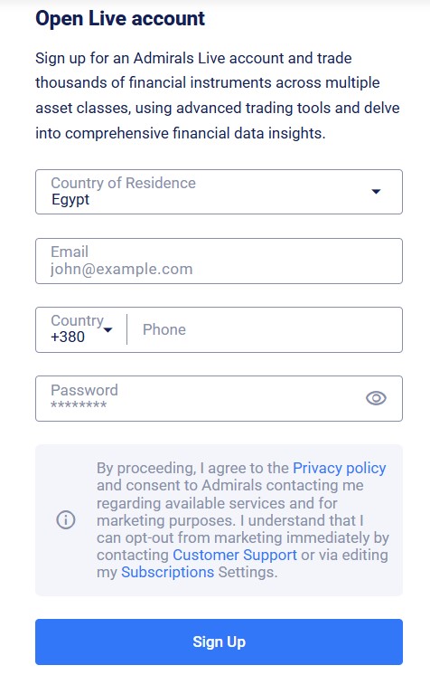 How to Register on Admiral Markets App